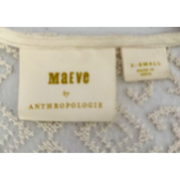 Maeve Anthropologie Ivory Lace Midi Sheer Dress Button Detail XS Romantic Fairy - Picture 5 of 6